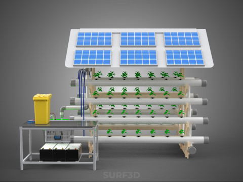 HYDROPONIC IOT SMART SOLAR ENERGY PV FARM PLANT WATER NUTRIENT Model 3D