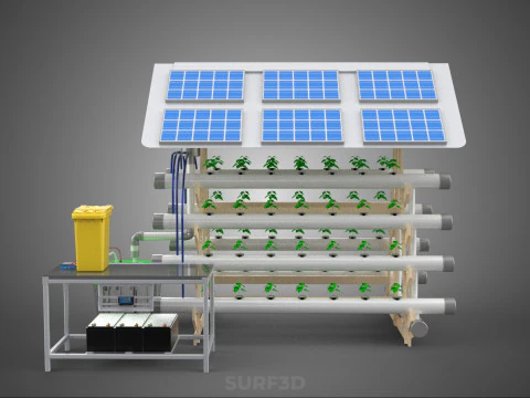 HYDROPONIC IOT SMART SOLAR ENERGY PV FARM PLANT WATER NUTRIENT 3D Model