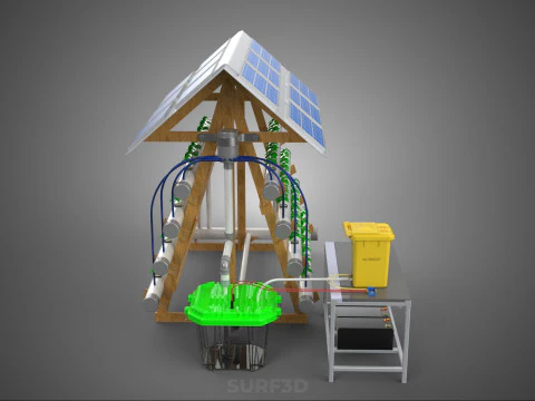 HYDROPONIC IOT SMART SOLAR ENERGY PV FARM PLANT WATER NUTRIENT 3D Model