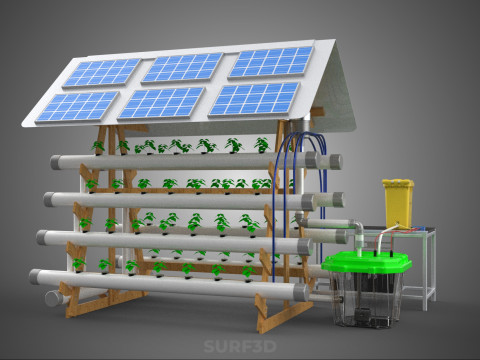 HYDROPONIC IOT SMART SOLAR ENERGY PV FARM PLANT WATER NUTRIENT Model 3D