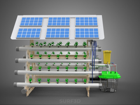 HYDROPONIC IOT SMART SOLAR ENERGY PV FARM PLANT WATER NUTRIENT Model 3D