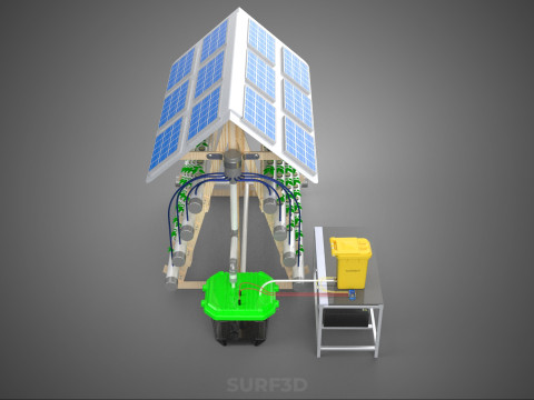 HYDROPONIC IOT SMART SOLAR ENERGY PV FARM PLANT WATER NUTRIENT Model 3D