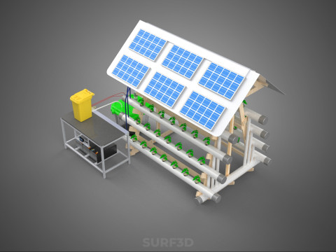 HYDROPONIC IOT SMART SOLAR ENERGY PV FARM PLANT WATER NUTRIENT Model 3D
