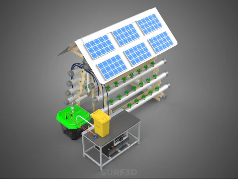HYDROPONIC IOT SMART SOLAR ENERGY PV FARM PLANT WATER NUTRIENT 3D Model