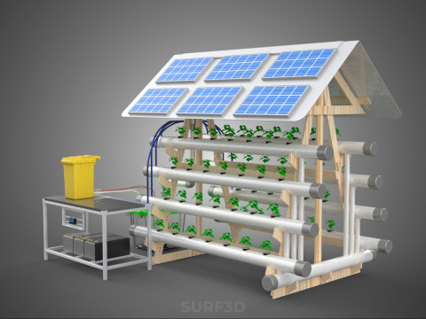 HYDROPONIC IOT SMART SOLAR ENERGY PV FARM PLANT WATER NUTRIENT Model 3D