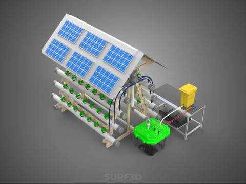 HYDROPONIC IOT SMART SOLAR ENERGY PV FARM PLANT WATER NUTRIENT Model 3D