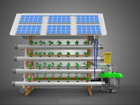 HYDROPONIC IOT SMART SOLAR ENERGY PV FARM PLANT WATER NUTRIENT Model 3D