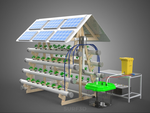HYDROPONIC IOT SMART SOLAR ENERGY PV FARM PLANT WATER NUTRIENT Model 3D