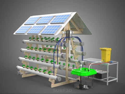 HYDROPONIC IOT SMART SOLAR ENERGY PV FARM PLANT WATER NUTRIENT 3D Model