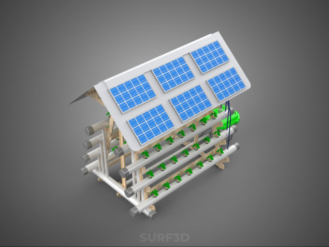 HYDROPONIC IOT SMART SOLAR ENERGY PV FARM PLANT WATER NUTRIENT Model 3D