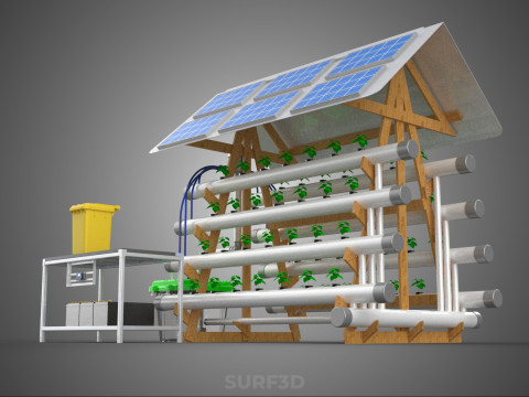 HYDROPONIC IOT SMART SOLAR ENERGY PV FARM PLANT WATER NUTRIENT Model 3D
