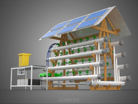 HYDROPONIC IOT SMART SOLAR ENERGY PV FARM PLANT WATER NUTRIENT 3D Model