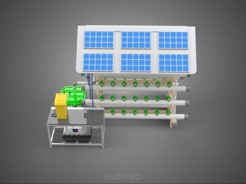 HYDROPONIC IOT SMART SOLAR ENERGY PV FARM PLANT WATER NUTRIENT Model 3D