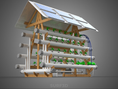 HYDROPONIC IOT SMART SOLAR ENERGY PV FARM PLANT WATER NUTRIENT Model 3D