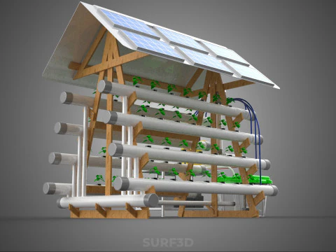 HYDROPONIC IOT SMART SOLAR ENERGY PV FARM PLANT WATER NUTRIENT 3D Model