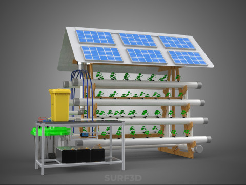 HYDROPONIC IOT SMART SOLAR ENERGY PV FARM PLANT WATER NUTRIENT Model 3D