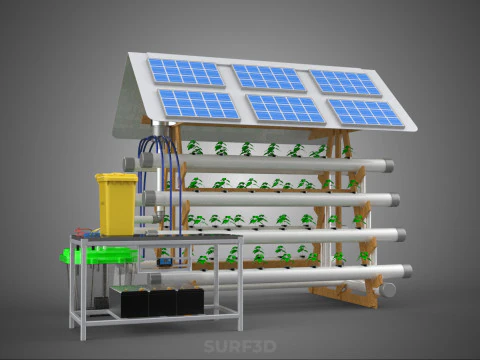 HYDROPONIC IOT SMART SOLAR ENERGY PV FARM PLANT WATER NUTRIENT 3D Model