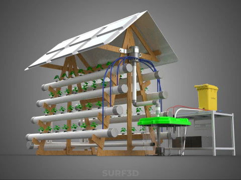 HYDROPONIC IOT SMART SOLAR ENERGY PV FARM PLANT WATER NUTRIENT 3D Model