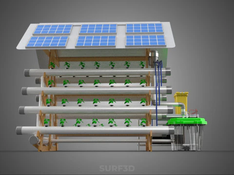 HYDROPONIC IOT SMART SOLAR ENERGY PV FARM PLANT WATER NUTRIENT 3D Model