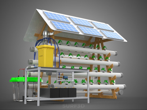 HYDROPONIC IOT SMART SOLAR ENERGY PV FARM PLANT WATER NUTRIENT Model 3D