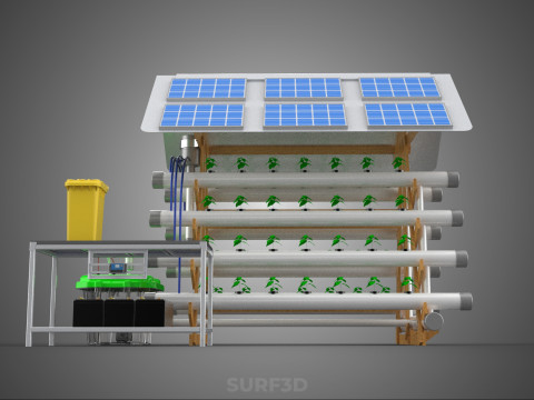 HYDROPONIC IOT SMART SOLAR ENERGY PV FARM PLANT WATER NUTRIENT Model 3D