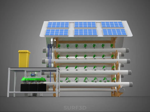 HYDROPONIC IOT SMART SOLAR ENERGY PV FARM PLANT WATER NUTRIENT 3D Model