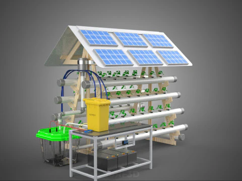 HYDROPONIC IOT SMART SOLAR ENERGY PV FARM PLANT WATER NUTRIENT 3D Model