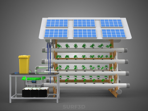 HYDROPONIC IOT SMART SOLAR ENERGY PV FARM PLANT WATER NUTRIENT Model 3D
