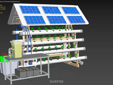 HYDROPONIC IOT SMART SOLAR ENERGY PV FARM PLANT WATER NUTRIENT 3D Model