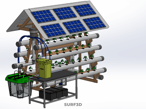 HYDROPONIC IOT SMART SOLAR ENERGY PV FARM PLANT WATER NUTRIENT Model 3D