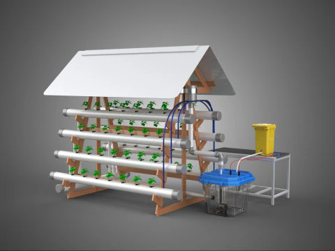 हाइड्रोपोनिक प्लांट गार्डन फार्म ऑटो कंट्रोल मॉनिटर आईओटी पोषक तत्व 3D मॉडल