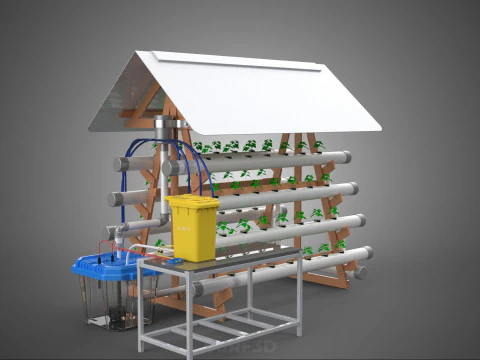 HYDROPONIC PLANTS GARDEN FARM AUTO CONTROL MONITOR IOT NUTRIENT 3D Model