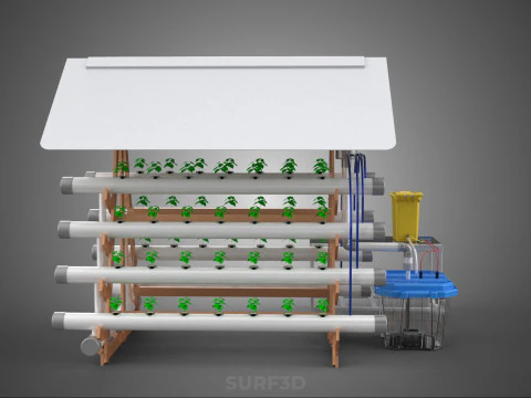 HYDROPONIC PLANTS GARDEN FARM AUTO CONTROL MONITOR IOT NUTRIENT 3D Model