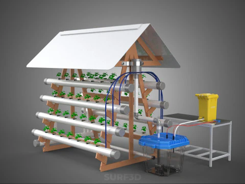 HYDROPONIC PLANTS GARDEN FARM AUTO CONTROL MONITOR IOT NUTRIENT 3D Model
