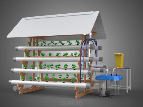 HYDROPONIC PLANTS GARDEN FARM AUTO CONTROL MONITOR IOT NUTRIENT 3D Model