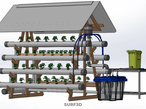 HYDROPONIC PLANTS GARDEN FARM AUTO CONTROL MONITOR IOT NUTRIENT 3D Model