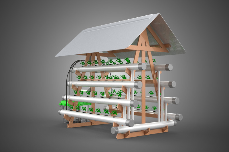 VERTICAL HYDROPONIC SOILLESS POT PLANT GROW WATER TANK RESERVOIR 3D Модель .c4d .max .obj .3ds .fbx .stl .blend