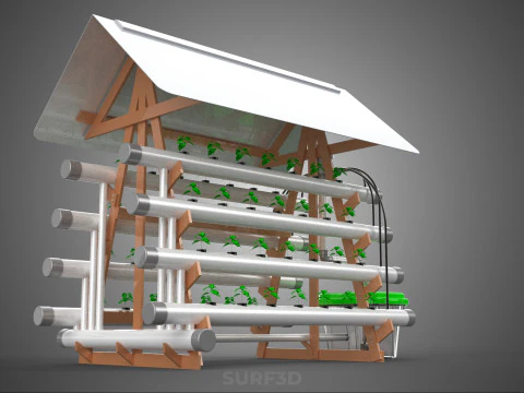 VERTICAL HYDROPONIC SOILLESS POT PLANT GROW WATER TANK RESERVOIR 3D Model