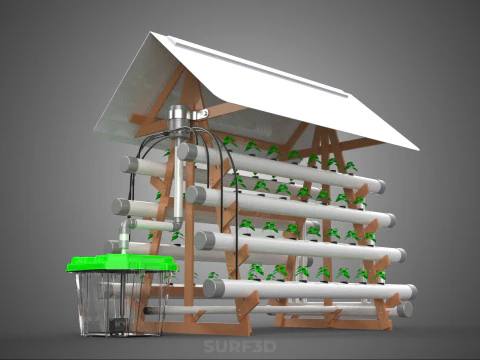VERTICAL HYDROPONIC SOILLESS POT PLANT GROW WATER TANK RESERVOIR 3D Model