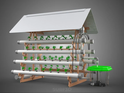 VERTICAL HYDROPONIC SOILLESS POT PLANT GROW WATER TANK RESERVOIR 3D Model