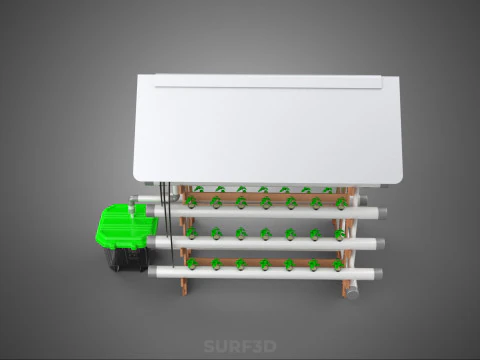 VERTICAL HYDROPONIC SOILLESS POT PLANT GROW WATER TANK RESERVOIR 3D Model