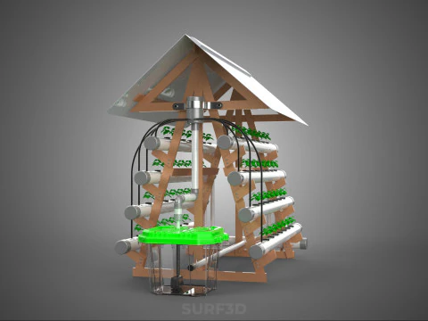 VERTICAL HYDROPONIC SOILLESS POT PLANT GROW WATER TANK RESERVOIR 3D Model
