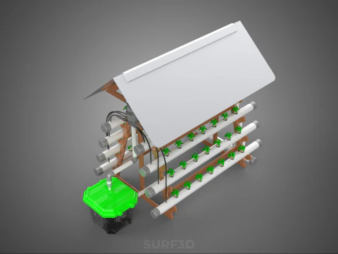 VERTICAL HYDROPONIC SOILLESS POT PLANT GROW WATER TANK RESERVOIR 3D Model