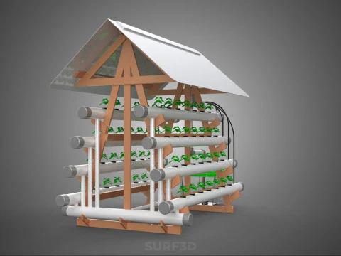 VERTICAL HYDROPONIC SOILLESS POT PLANT GROW WATER TANK RESERVOIR 3D Model