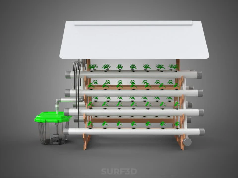 VERTICAL HYDROPONIC SOILLESS POT PLANT GROW WATER TANK RESERVOIR 3D Model