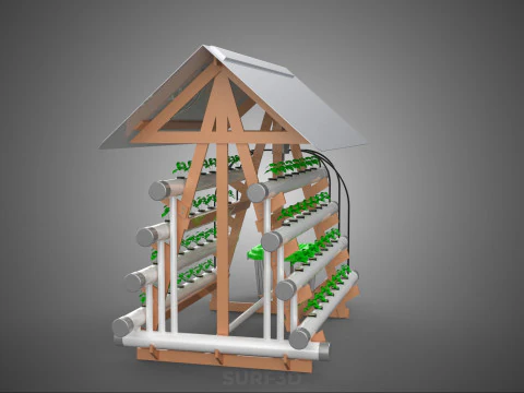 VERTICAL HYDROPONIC SOILLESS POT PLANT GROW WATER TANK RESERVOIR 3D Model