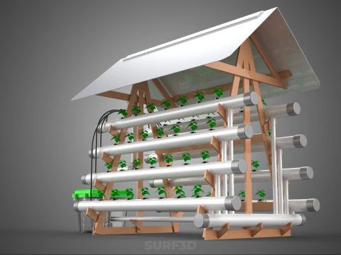 VERTICAL HYDROPONIC SOILLESS POT PLANT GROW WATER TANK RESERVOIR 3D Model