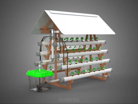 VERTICAL HYDROPONIC SOILLESS POT PLANT GROW WATER TANK RESERVOIR 3D Model