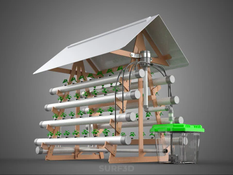 VERTICAL HYDROPONIC SOILLESS POT PLANT GROW WATER TANK RESERVOIR 3D Model