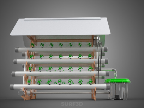 VERTICAL HYDROPONIC SOILLESS POT PLANT GROW WATER TANK RESERVOIR 3D Модель